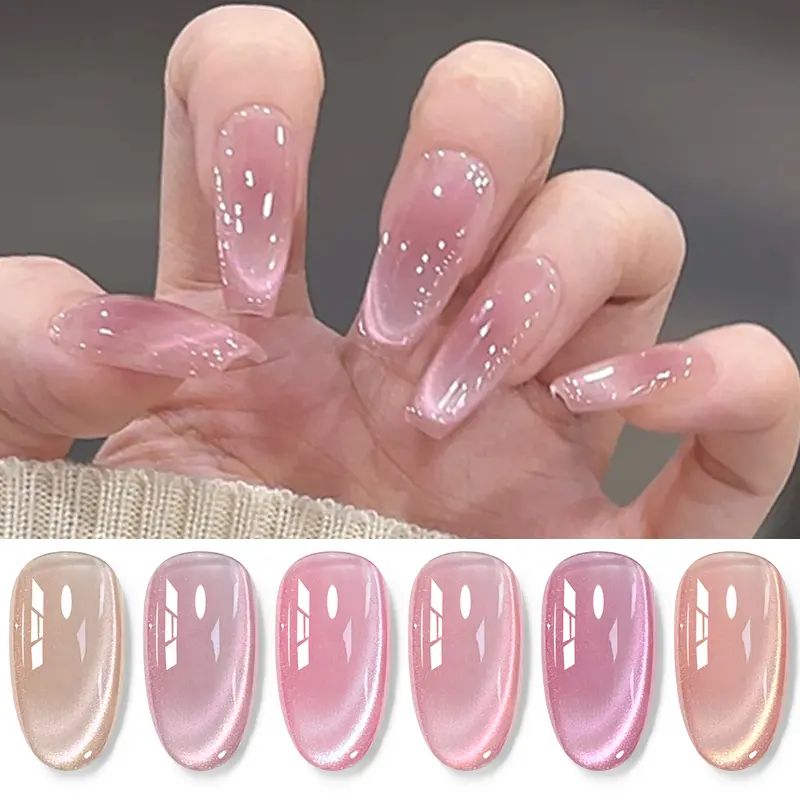 Mtssii Cat Eye Gel Nail Polish, Nail Art Polish, UV Light Gel, Light Jelly Glassy Finish, Magnetic Moonlight Shimmer Glitter, Soak Off, Salon Quality, DIY at Home, Gel Manicure, Jelly Nails, Gel Polishes