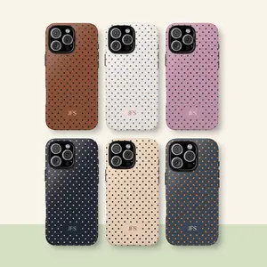 Personalized Polka Dot Monogram Phone Case – Custom Initials Cover for iPhone 11–17 Pro Max| Cute Spotty Aesthetic Gift for Her