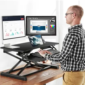Height Adjustable Standing Desks Ergonomic Dual Monitor Converter +Keyboard Tray