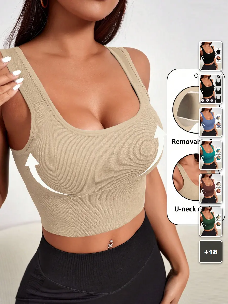 Seamless Sports Bra Medium Support Stretchy Workout Gym Top