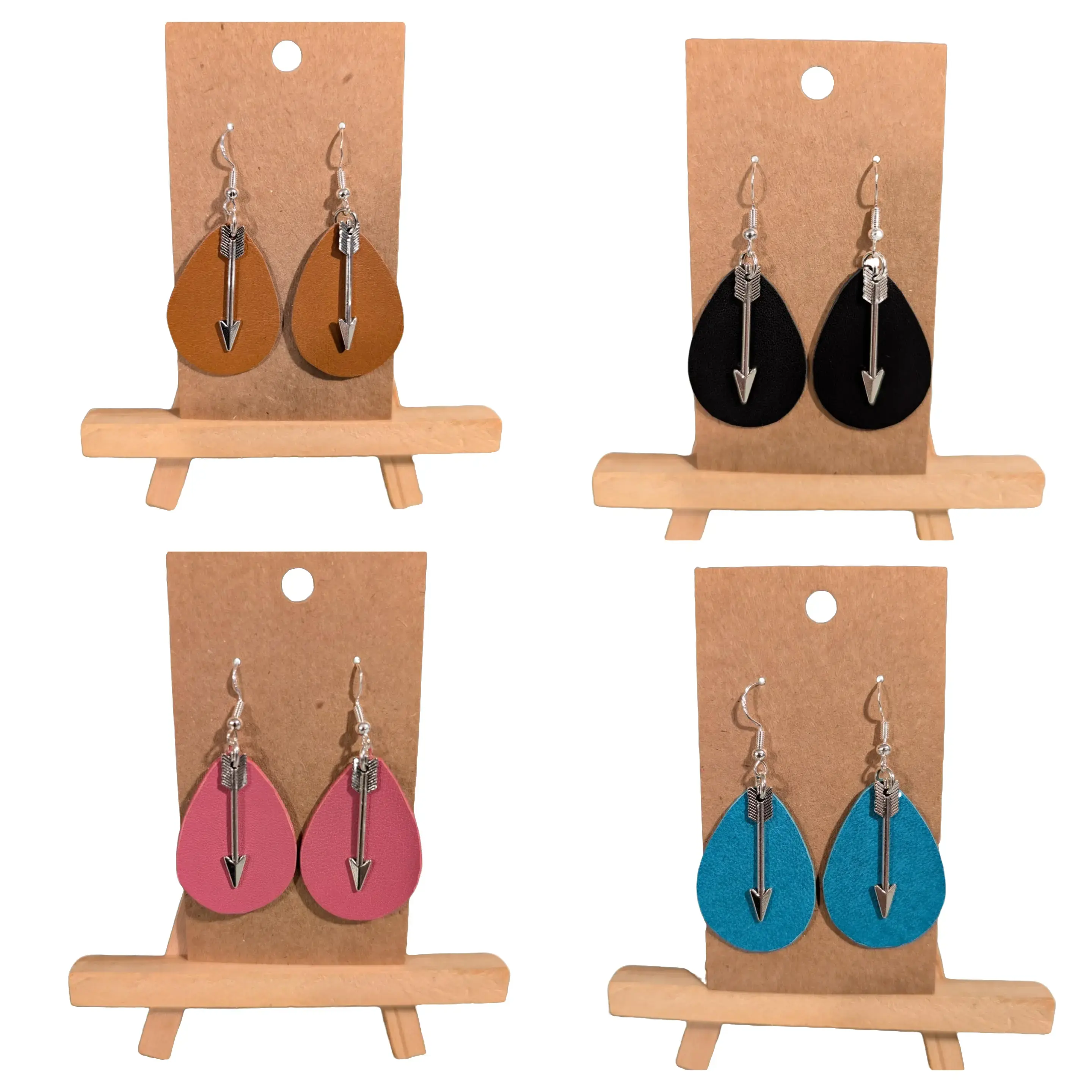 Arrow Charm Leather Earrings for Women - Available in Multiple Colors - Fashion Accessory for Female