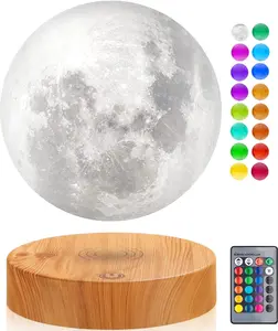 Levitating Moon Lamp - Moon lamp 16 Colors 3D Printing Floating and Spinning in Air Freely with Touch & Remote Control, Birthday Christmas Gifts, Office Room Decor