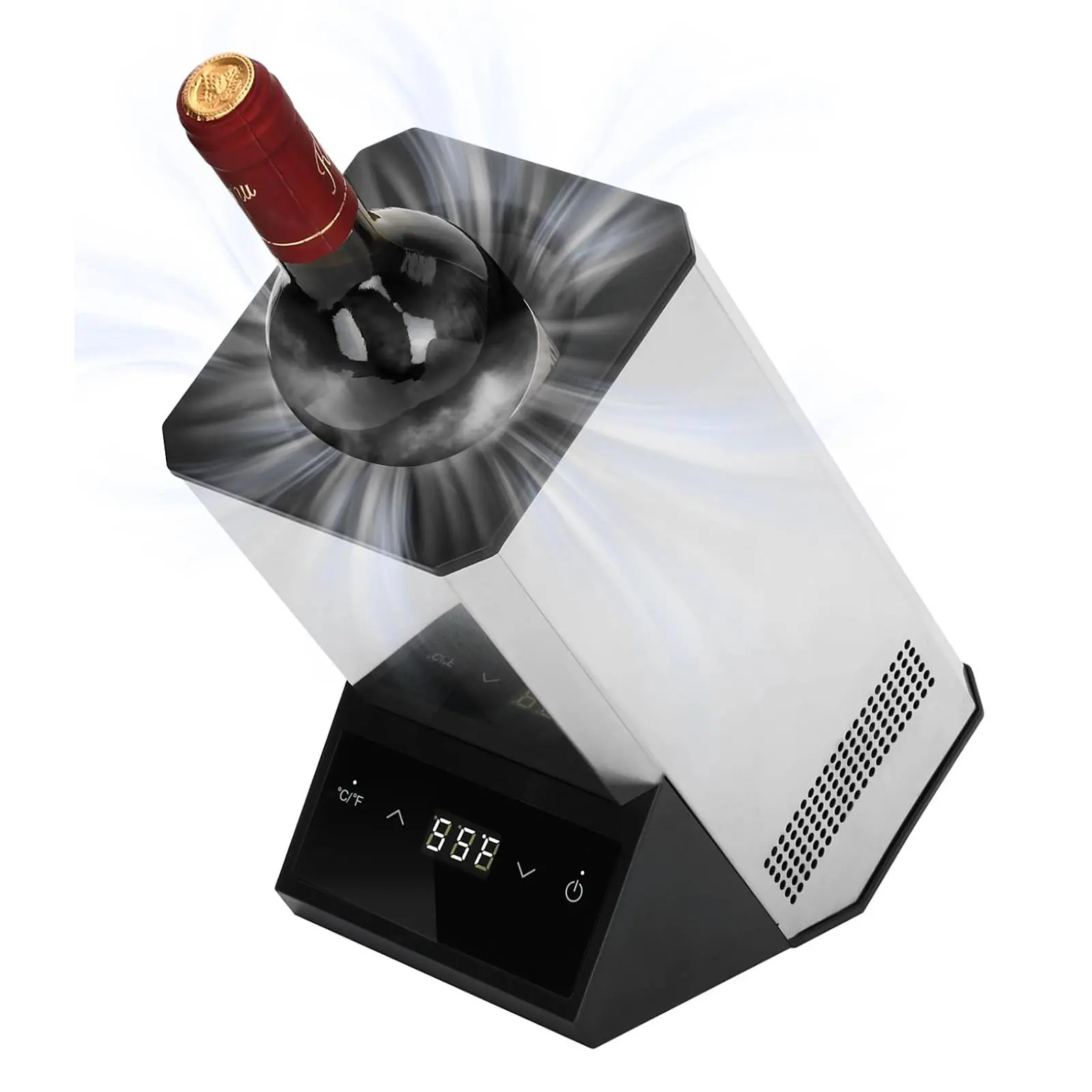Electric Wine Chiller Single Bottle - 24H Iceless Portable Stainless Steel Wine Chiller Cooler for 750ml Wine/Champagne