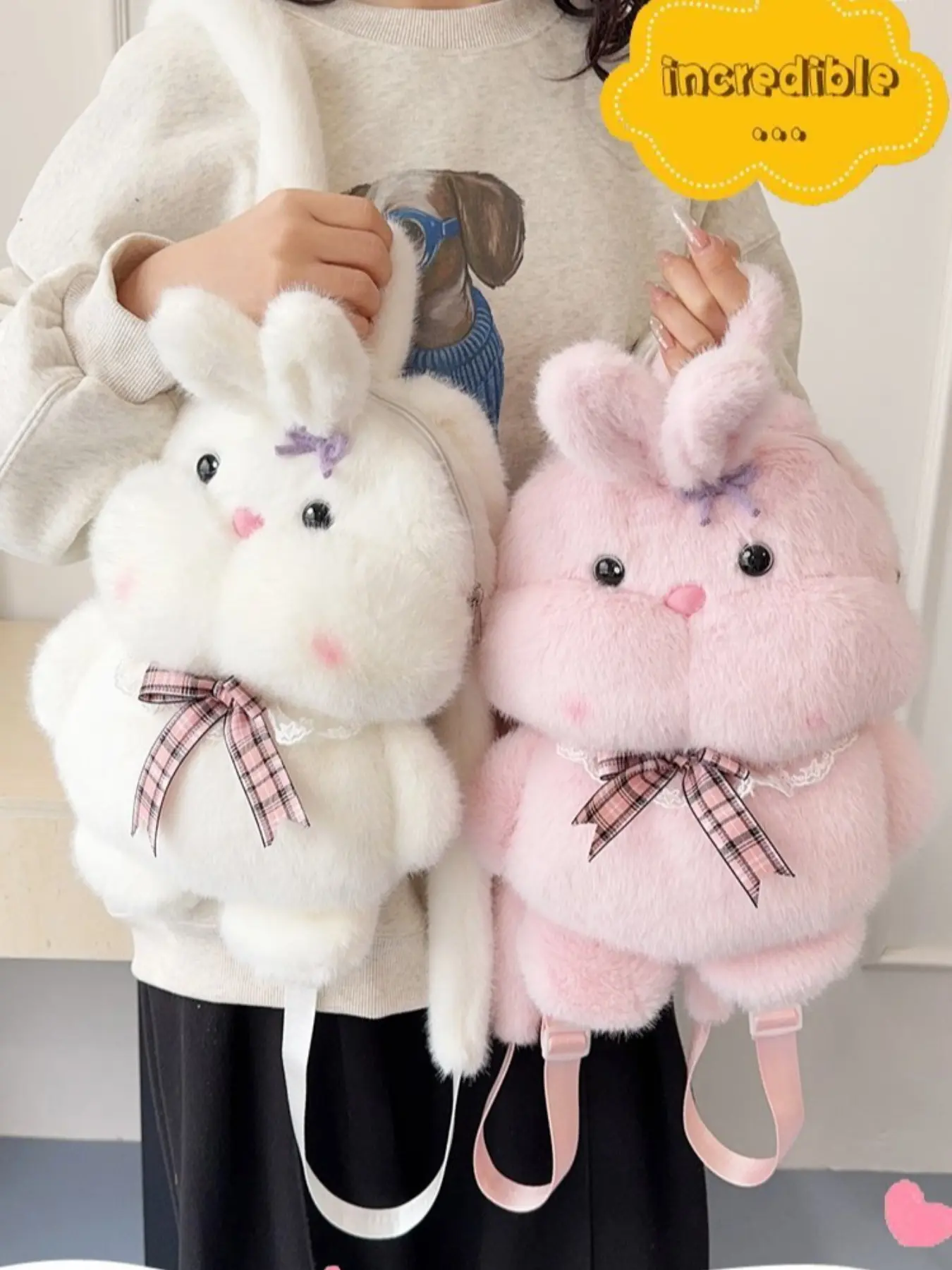 Cute Cartoon Rabbit Plush Bag Shoulder Bag, New Large Capacity Crossbody Bag, Commuter Storage Bag, Women's Bunny Messenger Bag
