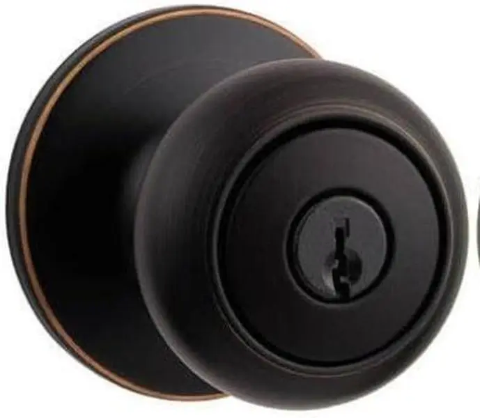 Kwikset 400CV-11PV1 Series Venetian Bronze Colonial Style Entry Door Knobs with Adjustable Latch ANSI/BHMA Grade 3 Security