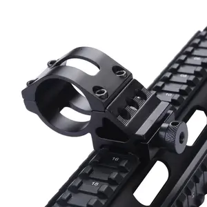 Tactical Flashlight Aluminum Mount, 30mm Tube Diameter, 45 Degree Side Mount, Picatinny Rails, Mount for Flashlights & Lasers