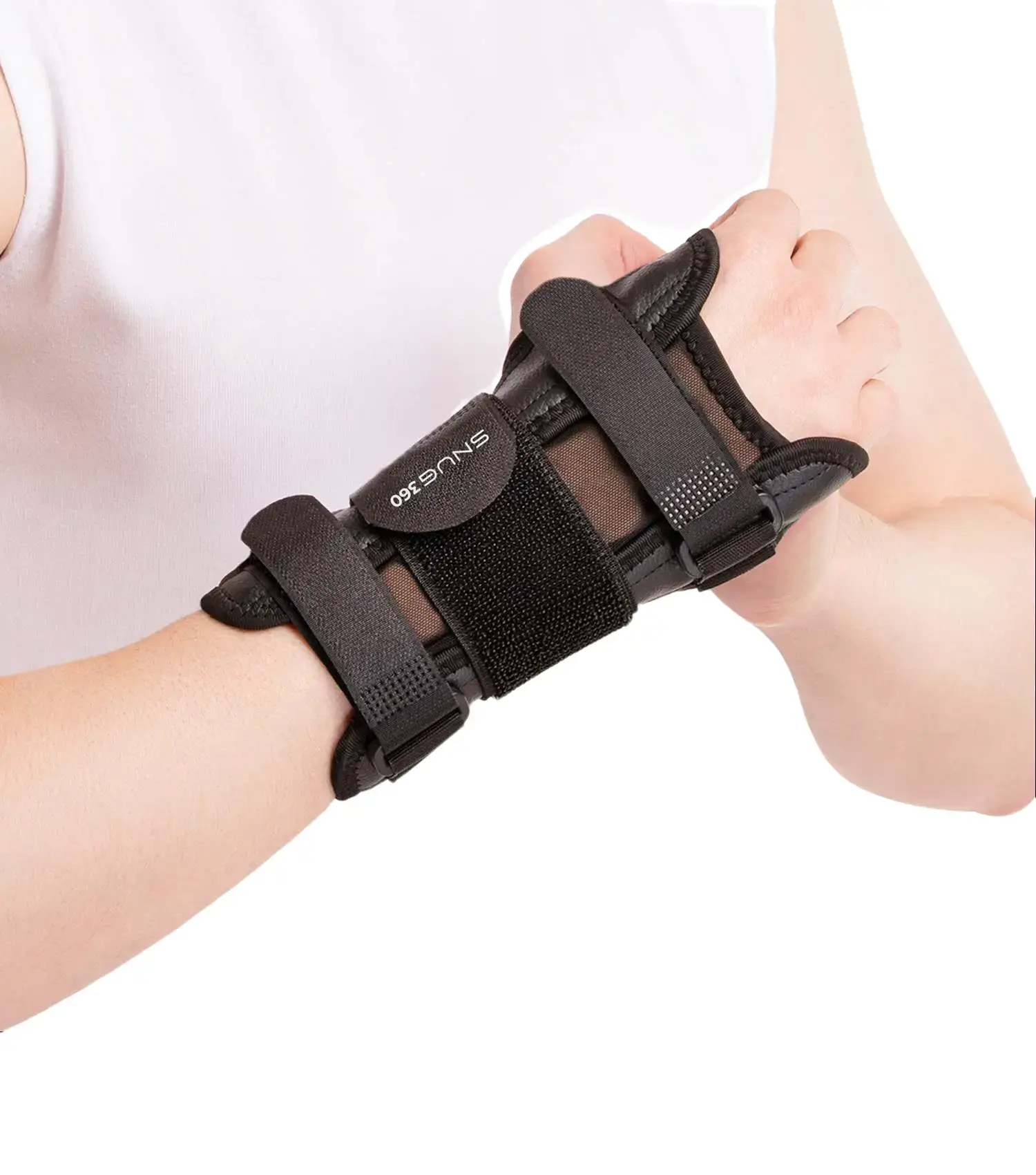 SNUG360 Hand Wrist Brace for Men & Women, Adjustable Breathable Nylon Support with Removable Splint, for Carpal Tunnel, Tendonitis Pain Relief, Lightweight Day-Night Wear, Reading, Sleeping, Velcro