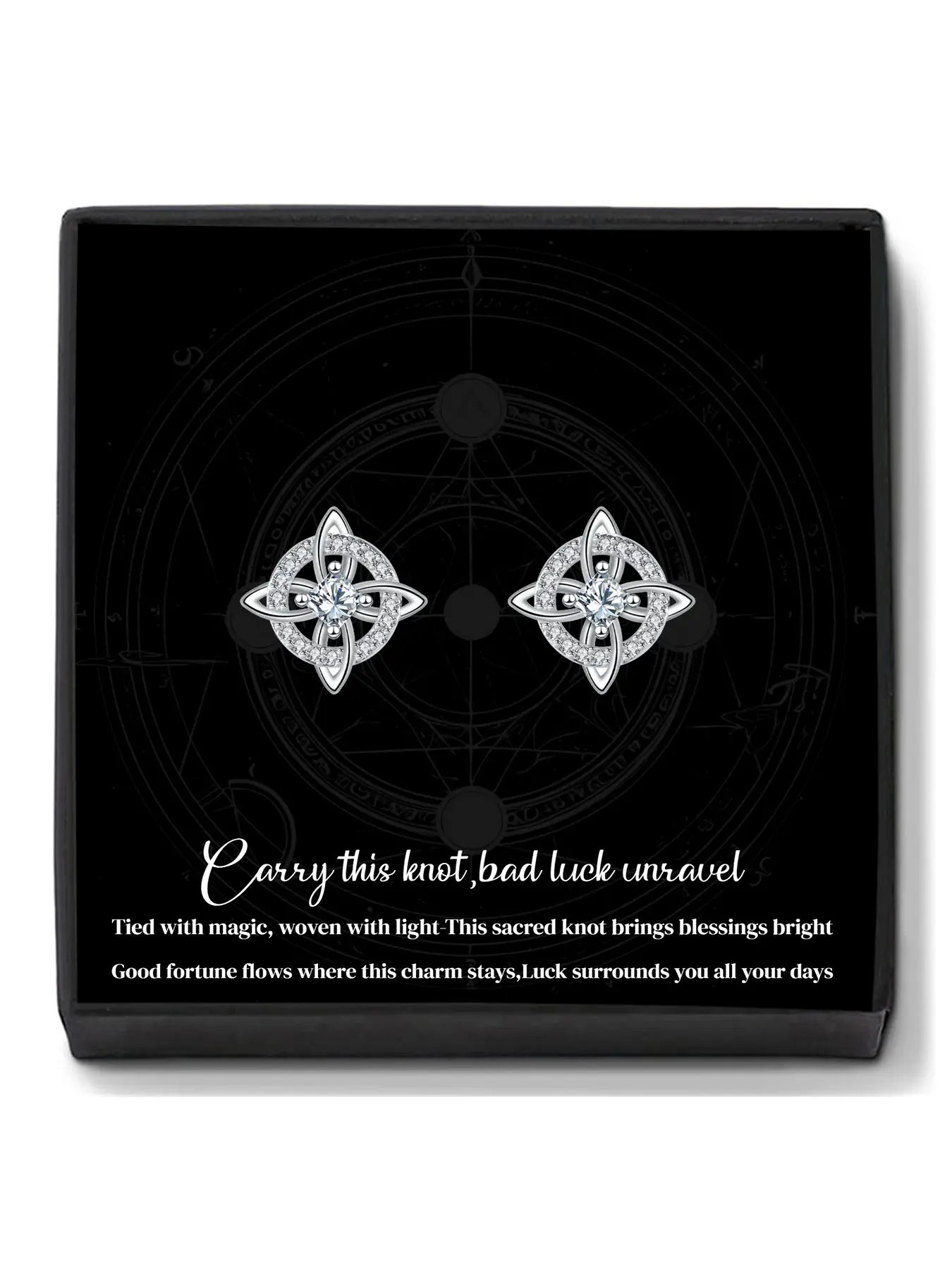 Witches Knot Stud Earrings With Blessing Message Card for Women, Hypoallergenic Piercing Studs for Sensitive Ears, Trendy Dainty Irish Gifts for Women, Witchy Jewelry, Dainty Fashion Jewelry, Copper Earrings, Ear Accessories