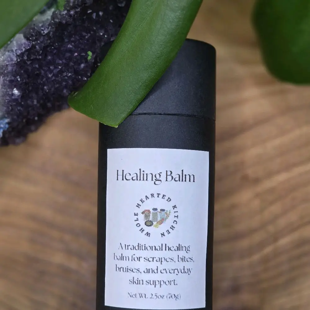 Whole Hearted Kitchen Healing Balm - Traditional Herbal Body Care Moisturizer with Comfrey for Sensitive Skin Repair, Scrapes, Bites, Bruises 2.5oz