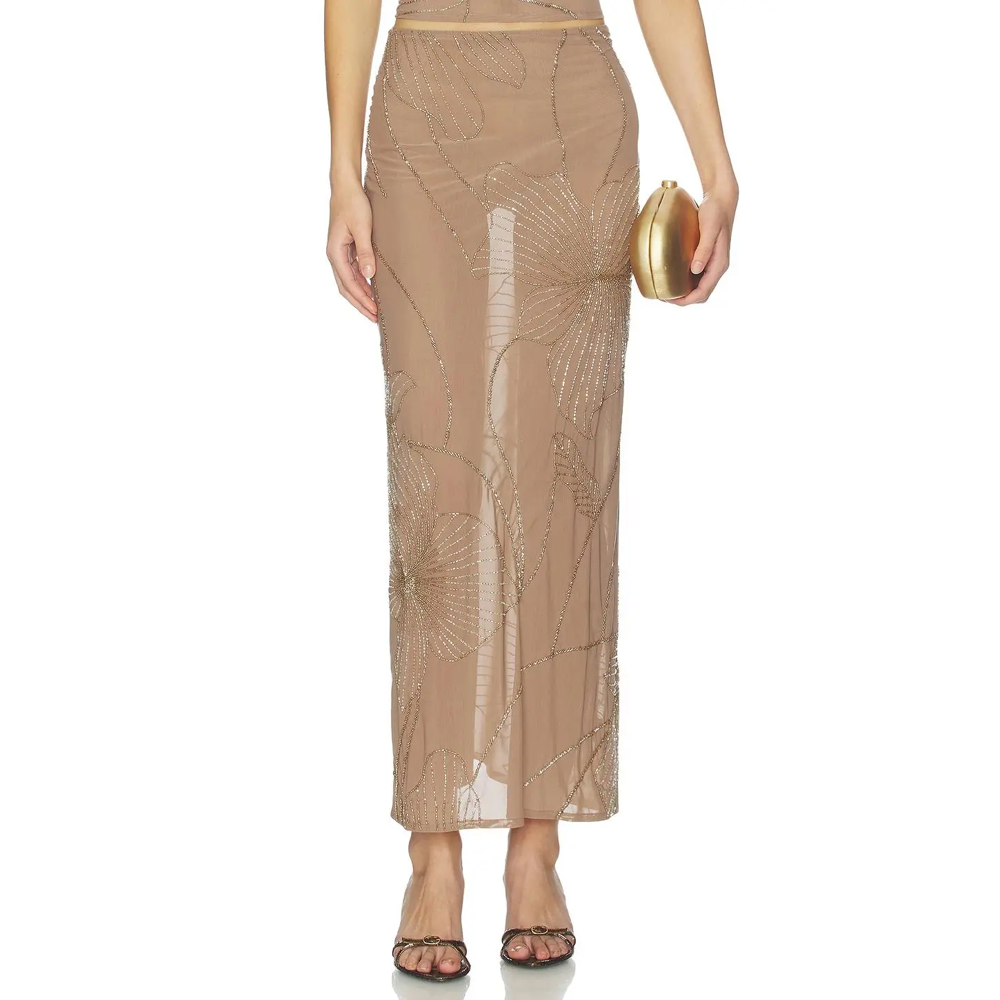 NBD Tanuja Maxi Skirt in Taupe
