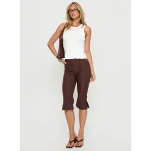 Giorgie Belted Capri Pant Chocolate Brown