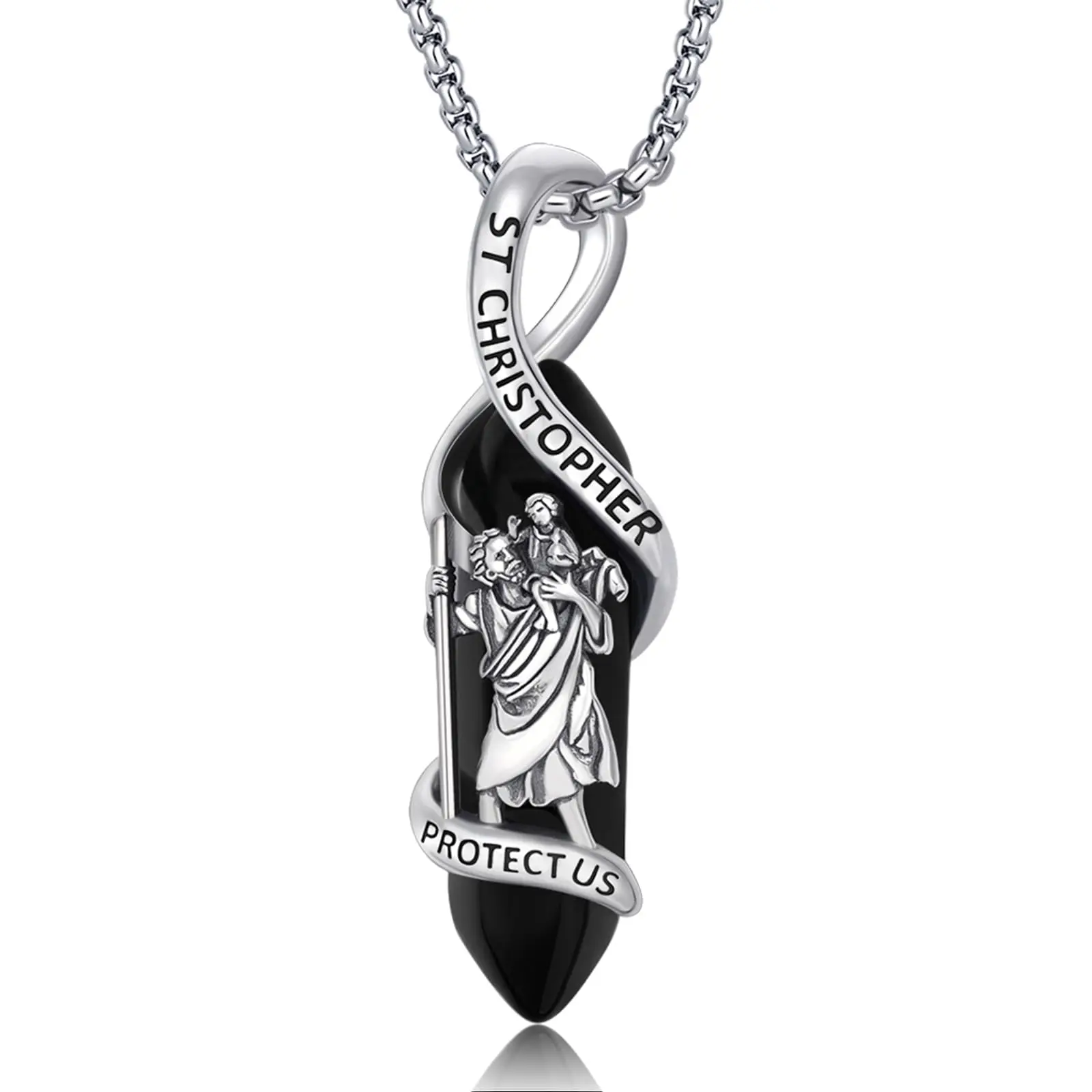 925 Sterling Silver Saint Christopher Pendant Necklace for Men Women Catholic Religious Protector Amulets Necklaces TikTokShopBlackFriday