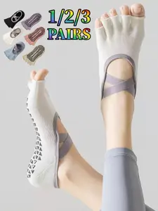 Women's Open-Toe Toe-Separate Yoga Socks, Half-Toe Gripping Socks, Pilates Socks, Sports Athletic Socks, Non-Slip Sole, Ideal for Yoga, Ballet, Dance
