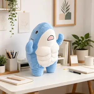 Cute 3D Muscle Shark Plush Toy, Adorable Muscle Shark Pillow Soft Toy, Soft Stuffed Animal, Perfect Gift for Kids, Plush Toy, Cuddly Stuffed Animals