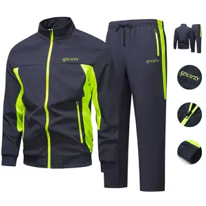 Neon Green Contrast Active Tracksuit Set - Bold Zip-Up Jacket & Pants for Gym & Street Style
