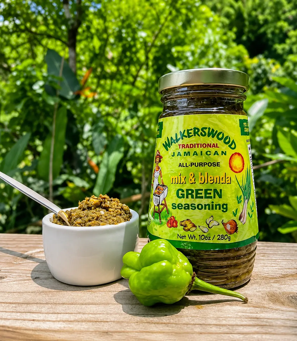 Walkerswood Traditional Jamaican All Purpose Mix & Blenda Green Seasoning, 10 oz Glass Bottle, Brown Sugar-Infused, Vinegar-Included, Low Calorie, Fat Free, Onion-Enhanced, Dairy-Free All Purpose Seasonings for Flavor Boost