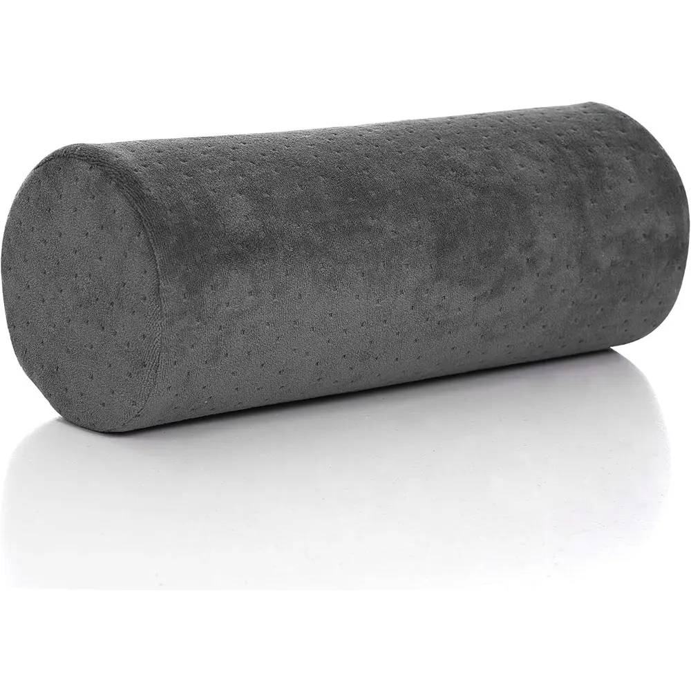 Premium Memory Foam Round Cervical Roll Supportive Bolster Pillow, Ergonomic Design for Head/Neck Support, 13 Inches Long x 5 Inches Wide, Removable Washable Cover, Grey Home Bathroom Supply with Alternate Use Comfort, All Night