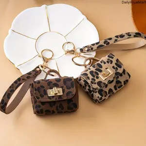 Women's Leopard Print PU Leather Keychain with Mini Coin Pouch - Trendy Daily Fashion Purse Accessory for On-the-Go Use