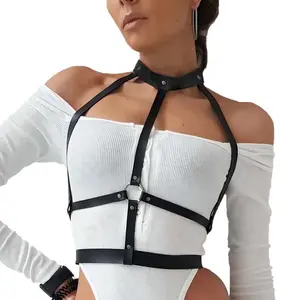 Warandod Goth Faux Leather Body Harness Punk Festival Chest Straps Aesthetic Punk Rave Costume Accessories