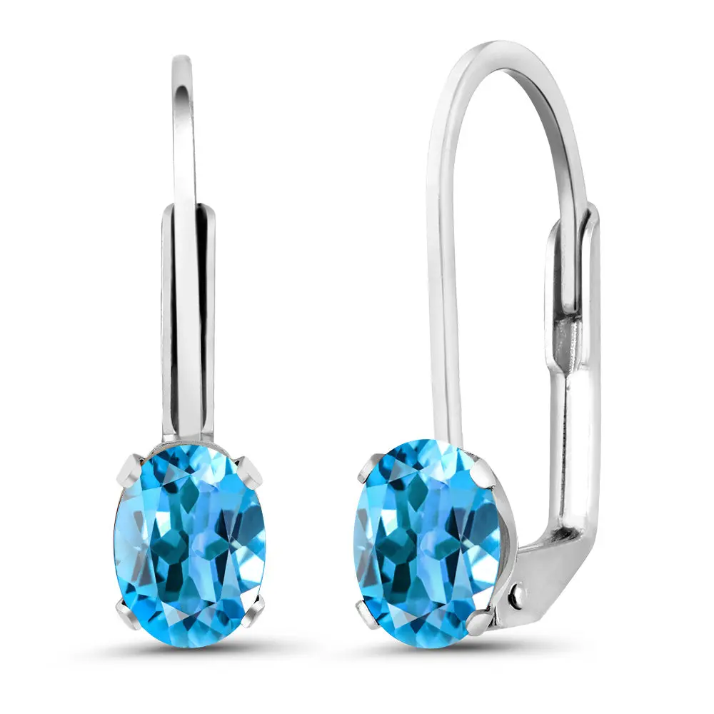 Drop Dangle Leverback Earrings For Women | 925 Sterling Silver | Oval 6X4MM | Gemstone Birthstone | Fine Jewelry Gifts for Women Her Mom Wife