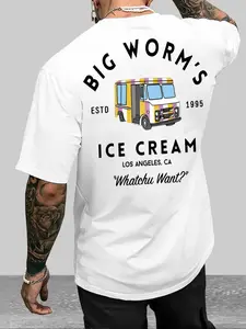 Men's Graphic Print Casual Letters Print Round Neck Tee, Casual Short Sleeve Crew Neck T-shirt for Summer, Fashion Men's Top for Daily Wear, Crew Neck Tops