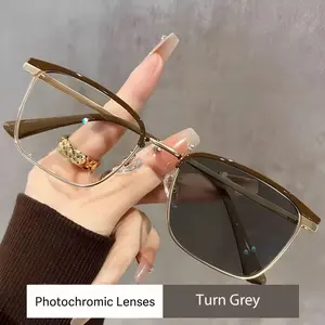 Browline Photochromic Glasses Suitable for Men & Women - Color-Changing Lens Eyewear with PC Frame & Metal Hinge, Non- Suitable for Daily Wear, Gifts, for, Reading, Computer Use - Unisex Minimalist Spectacles