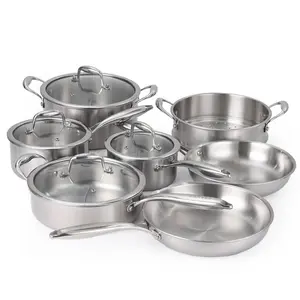 Professional Tri-Ply Stainless Steel Pots and Pans Set – 11-Piece Induction Cookware – Non-Toxic, Warp-Resistant, Even Heat Distribution, Oven/Broiler/Dishwasher Safe