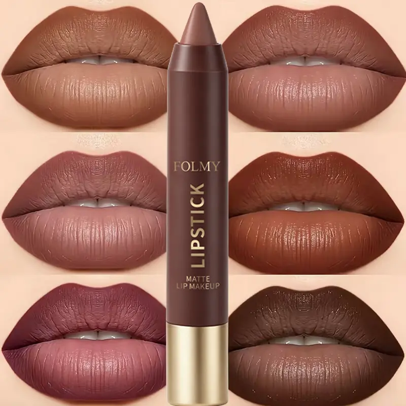 6pcs/set Matte Brown Lipstick, Individual Lipsticks, Waterproof, Non-stick Cup, Soft Texture, Suitable for All Skin Types, Wonderful gift Gloss Lipgloss Makeup Friend Cosmetic Glossy