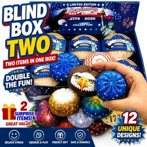 American Independence Day Special Edition Dumpling Squishies, Glitter Dumpling Mystery Box, Colorful Dumplings Stress Balls Fidget Sensory Toy, Stocking Stuffers with Food Steamer Stretchy Desk Toys(Blind Box TWO)