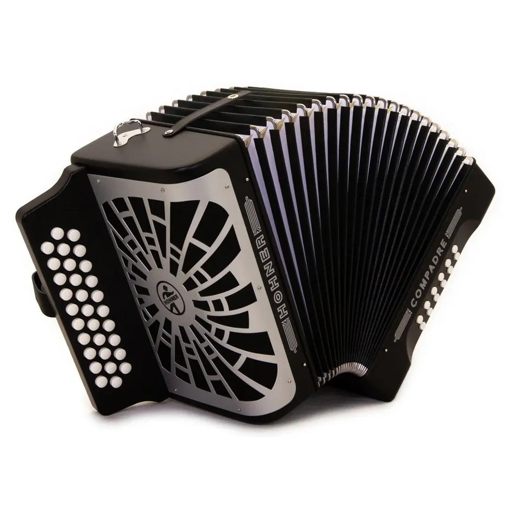 Hohner Compadre Accordion FBE Black with Matte Gray Grill Hohner Compadre Accordion FBE Black with Matte Gray Grill