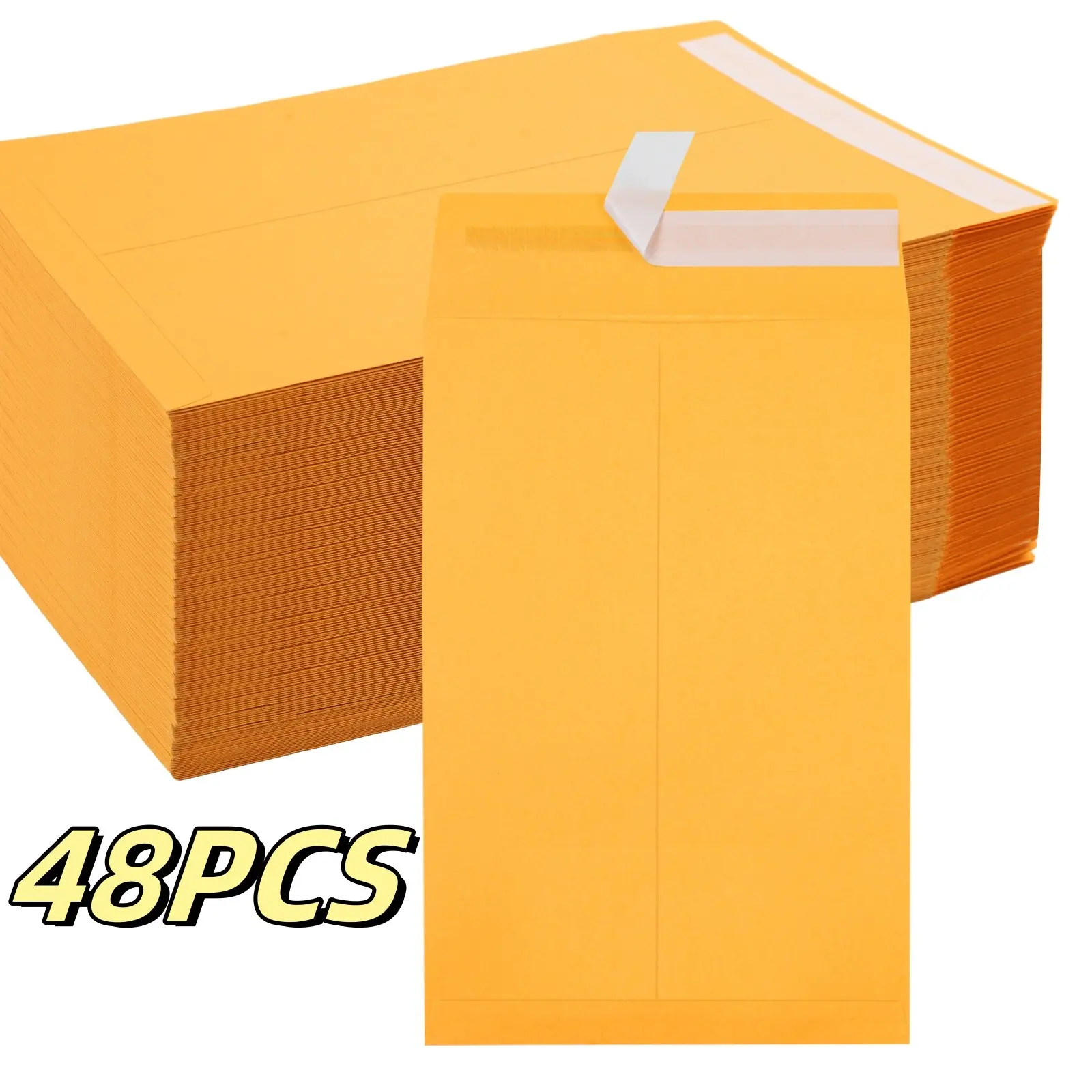 48 PCS 6x9 Envelopes Self Seal, Self Sealing Envelopes, 6x9 Tear Resistant, Yellow Envelopes Printable, Catalog Mailing, Kraft Envelope for Mailing Letters, Documents, Invitation Cards, Office Stationery Supplies