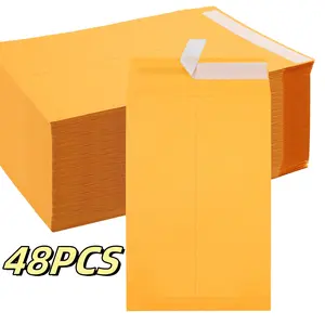 48 PCS 6x9 Envelopes Self Seal，Envelopes 6x9 Tear Resistant，Yellow Envelopes Printable, Catalog Mailing, Kraft Envelope for Mailing Letters, Documents, Photos, Invitation Cards，