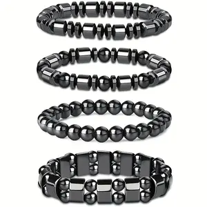 4Pcs/Set Hematite Bracelet for Men Women,Bangle Bracelet Magnetic Tiger Eye Bracelets, Handmade Vintage Bohemian Style Accessories,Ideal Gift for Christmas,Valentine'S Day,DIY Hand Tools Kits