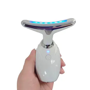 Multi-Functional LED Therapy Face & Neck Massager, Sonic Vibration Wrinkle Remover & Double Chin Reducer, Jawline Sculpting Skin Care Device with 3 Beauty Modes