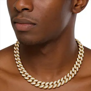Cuban Link Chain Miami Cuban Necklace 18K Gold Silver Chain Diamond Cut Chains For Men Women Iced Out Hip Hop Jewelry`