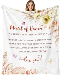 Maid of Honor Gifts Blanket 60"X50", Maid of Honor Proposal Gifts, Maid of Honor Gifts from The Bride, Gifts for Maid of Honor from Bride, Maid of Honor Gifts for Wedding Day, Bridesmaid Giftsa