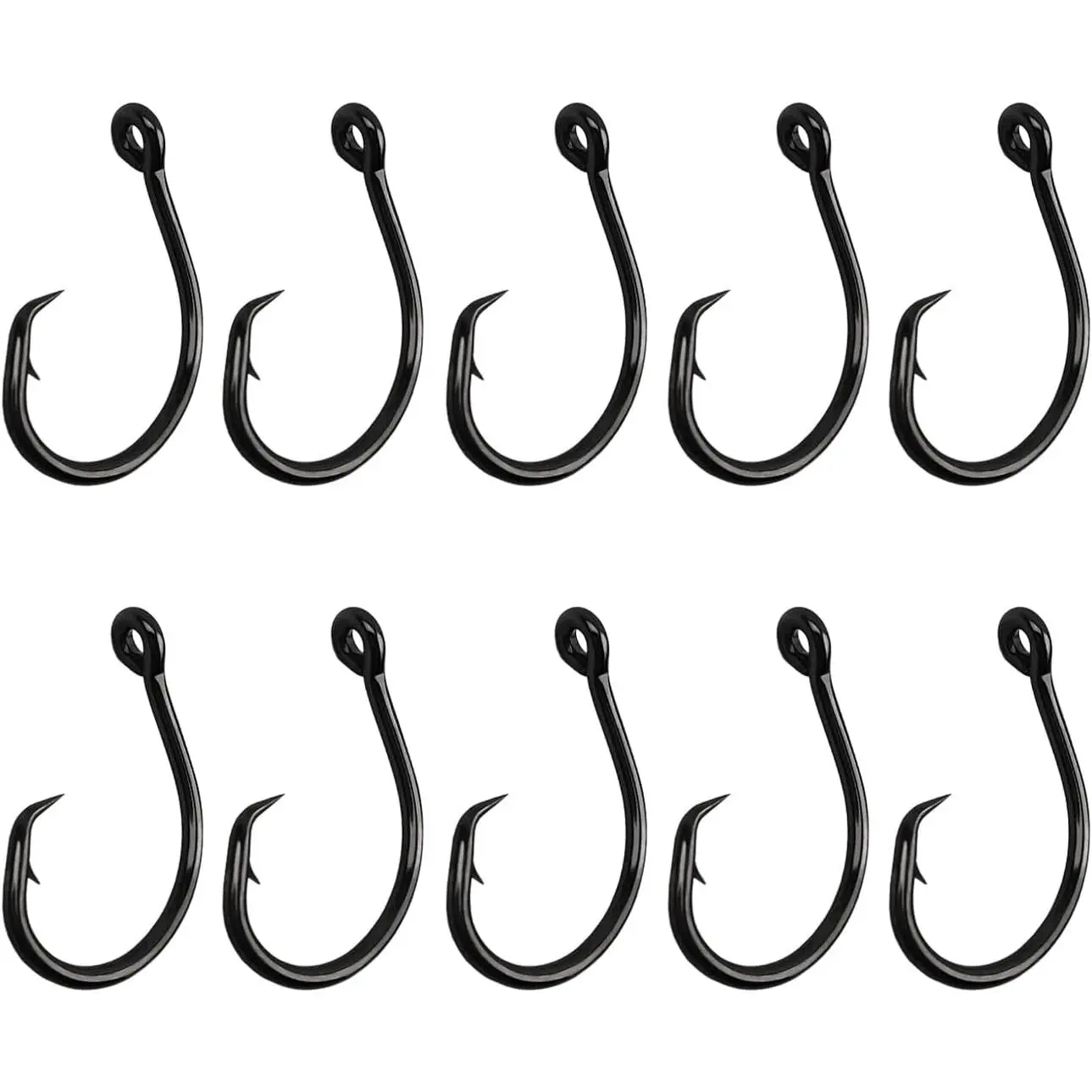 10 count High-Carbon Steel Circle Hooks Barbed Fishing Hooks with Holes, Freshwater and Saltwater Fishing Hooks for Tuna, Catfish, Bass