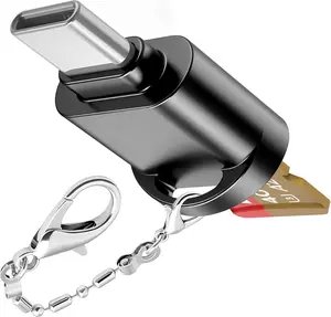 USB C  SD Card Reader for Android Phone, Camera, Laptop with , Mini Metal Type-C Card Reader (Black)