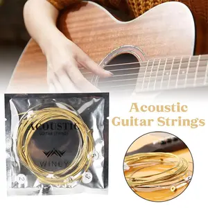 Acoustic Guitar String, 1 Set Brass Hexagonal Steel Core Sleeve String, Musical Instrument Accessories for Guitar, Ukulele, Banjo, Mandolin