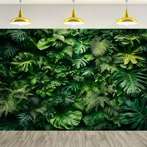 1pc Lush Jungle Plant Wall Decorative Banner - Durable Polyester, Easy to Hang, No Electricity Required - Vibrant Greenery Design for Indoor & Outdoor Events, Festivities, Festive Decoration|Leafy Design|Easy Installation, Outdoor Decoratio
