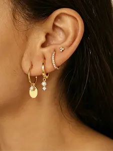Stack Earrings For Women, Faux Pearl Hoop Huggie Earring Set Cute Chain Cartilage Earring Stack Trendy Hypoallergenic Post Earrings Long Drop Stud Earrings Jewelry Dangling Earrings Hoop Shape Earrings Earring Stacking Set