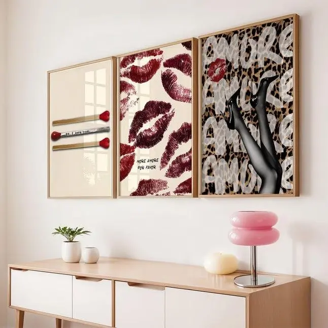 Retro Leopard Wall Art Set, 3 Trendy Posters, Dirty Martini Print, Y2K Fashion Decor, Matchbox Prints, Aesthetic Dorm Apartment Decor
