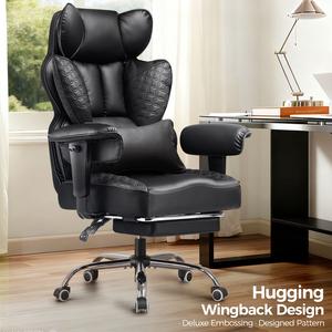 【Hot Deals】COMHOMA Big and Tall Office Chair 400LBS Wide Ergonomic Gaming Chair with Deluxe Embossing Leather with Foot Rest 150°Reclining Adjustable Armrests Pocket Spring Back Support