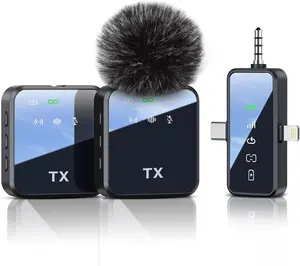 PQRQP 3-in-1 Wireless Lavalier Microphone for iPhone & Android Crystal Clear Sound Easy Setup Perfect for Vlogging Interviews Presentations - Audio