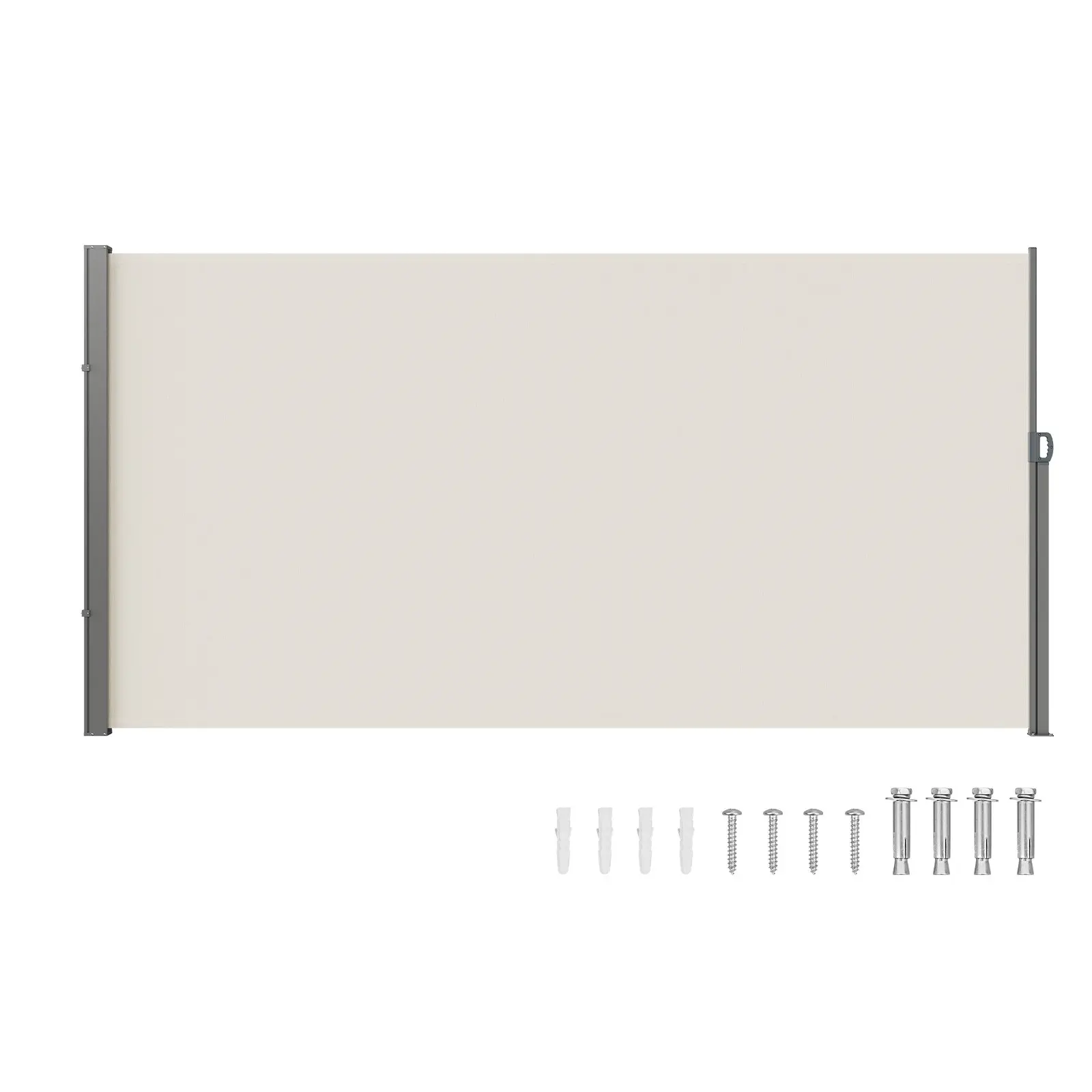 【Summerfinds】VEVOR 180x350cm Rectangle Retractable Side Awning Privacy Screen, 5.91x11.48ft/71x138in 180g Waterproof Polyester, Stable 9.2kg Iron Frame, Telescopic Pole, Spring Handle, Easy Install, UV30+, Windproof for Backyard, Balcony, Courtyards, Outd