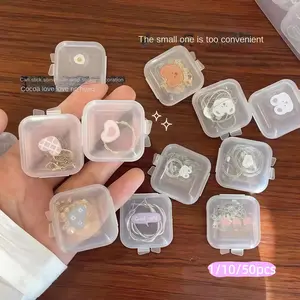 1pc/10pcs/50pcs, Storage Jewelry Box, with Lid, Anti Oxidation Transparent Portable Box.A Transparent  Box for Organizing Necklaces and Earrings, Which Can Be Used for Storing  Items Such as Jewelry and Earplugs