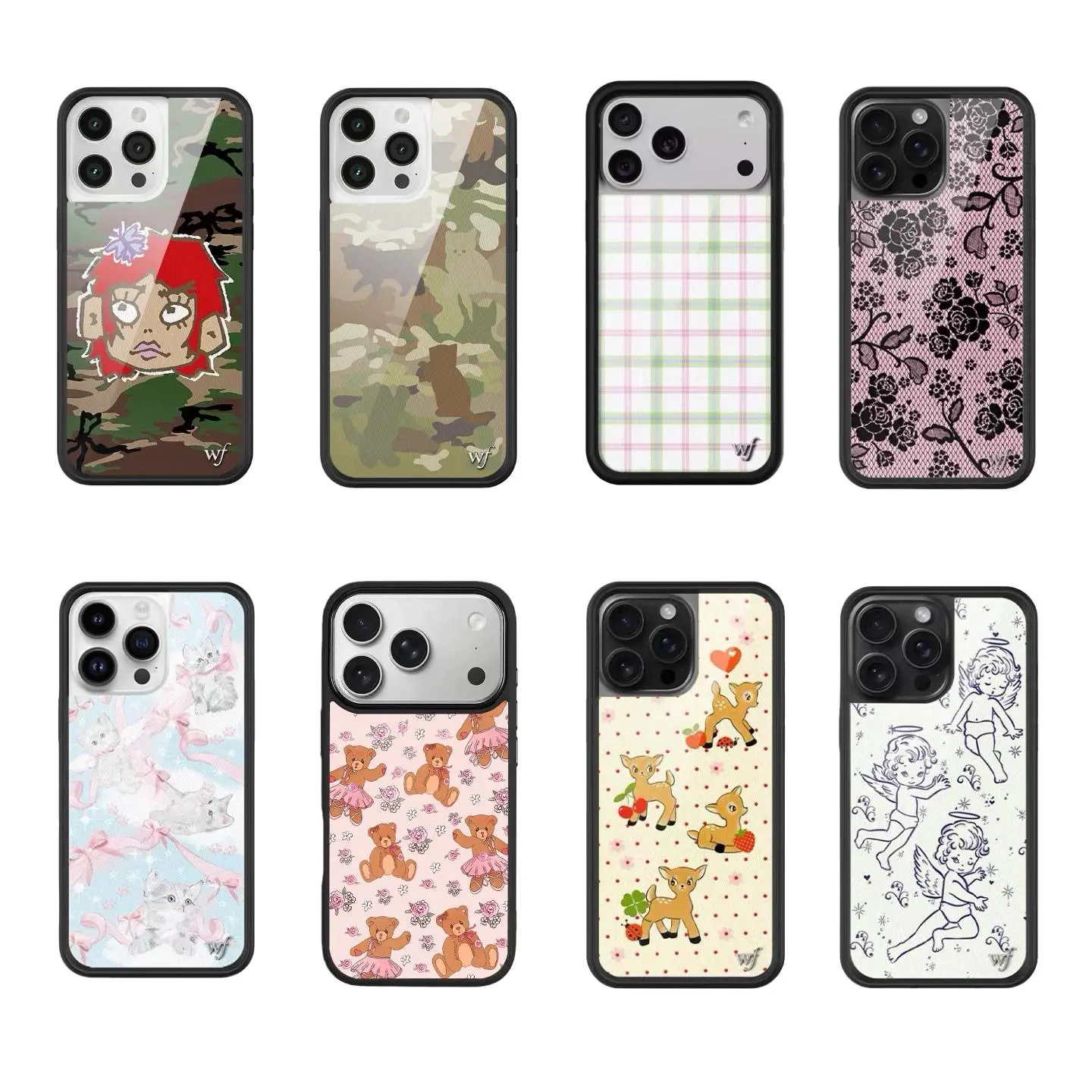 2025 New Wildflower Polka dot deer Phone Case for iPhone 17 Pro Max 12 13 14 15 plus 16 Pro Cover 3D WF Strawberry Cartoon Cases Tough Artistic Cat