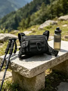 Multi-Functional Outdoor Chest Bag, Men's Running Vest Sling Pack, Hiking Fanny Pack with Quick Access Compartments, Adjustable Shoulder Straps for Hiking, Cycling & Sports