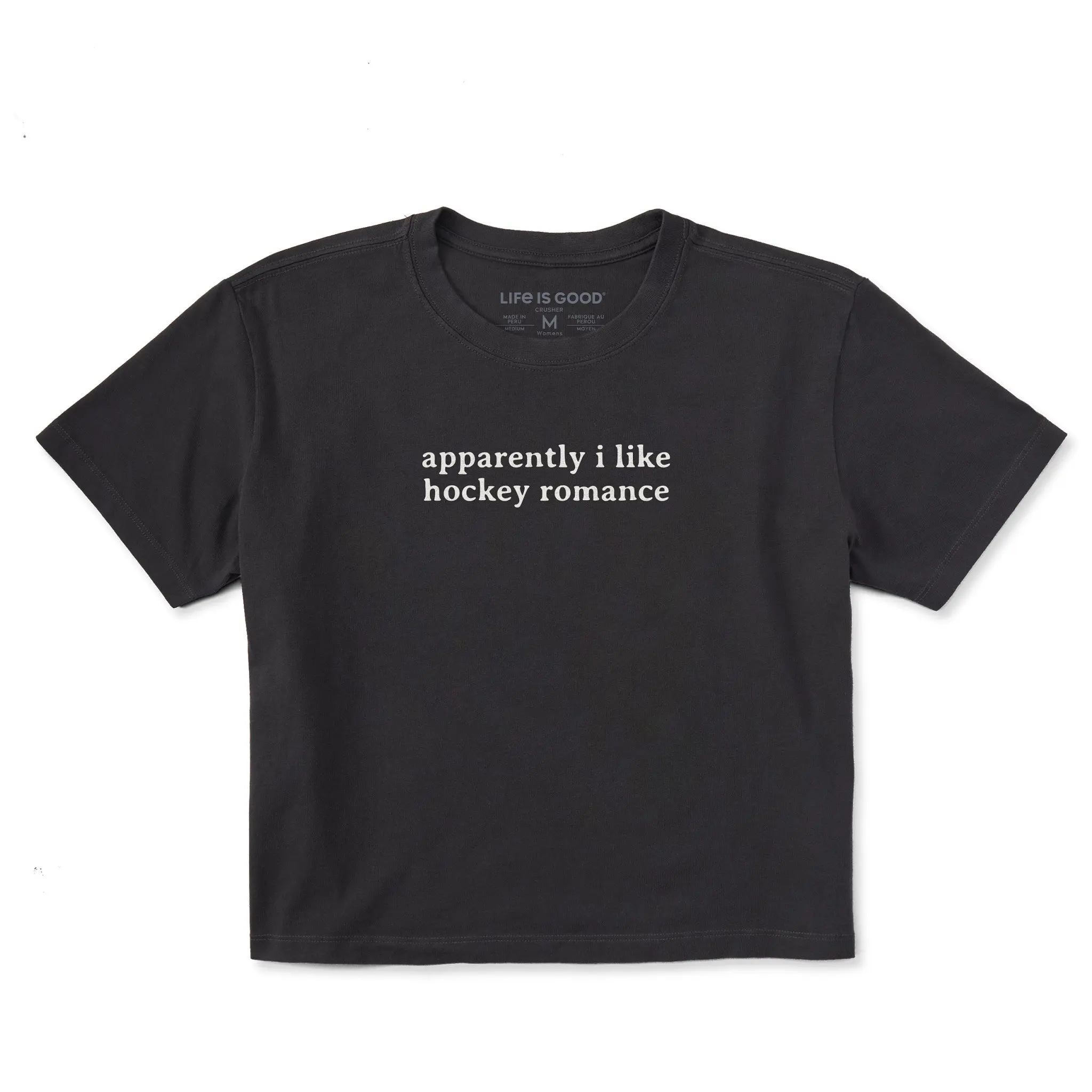 Women's Apparently I Like Hockey Romance Short Sleeve Crusher Boxy Tee