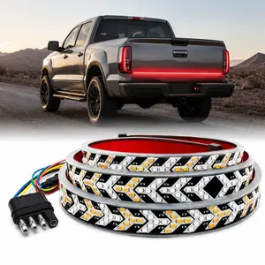 60 Inch Fishbone LED Tailgate Light Strip, Super Bright Sequential Turn Signal Brake Strobe Light, Plug & Play Hardwire, Easy Adhesive Installation Fit for Pickup Truck SUV RV Car, Exterior Light Accessories With Installation Kit